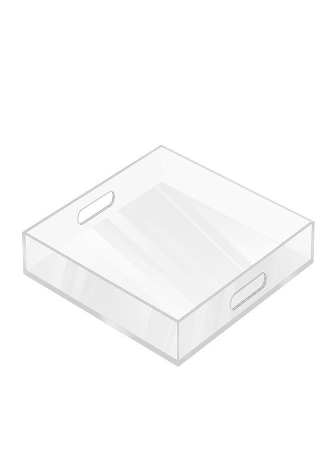 MAONAME Acrylic Serving Tray with Handles, 12"X12" Square Clear Tray, Ottoman Decorative Trays, Coffee Table Trays for Countertop, Living Room, Office - Image 1