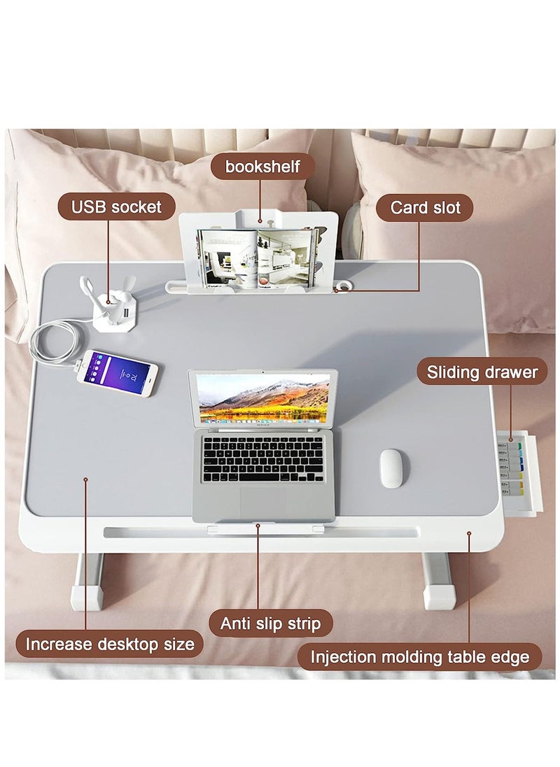 Arabest - Laptop Desk for Bed, Adjustable Laptop Bed Tray Table, Portable Lap Desks with USB Cooling Fan and Foldable Legs, Computer Tray Laptop Stand for Sofa Couch Floor (Brown) - Image 1