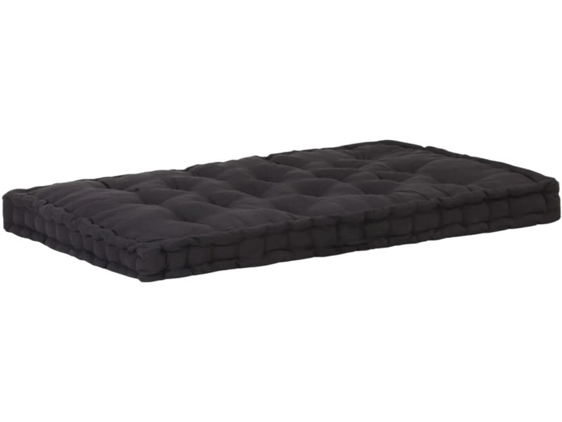 ATOOTFUSION Cotton Floor Mattress, 5-Inch Thick, Foldable Movable Cotton Quilt Gadda Solid Color Black (Queen Bed Mattress 60X72X5 Inches) - Image 1