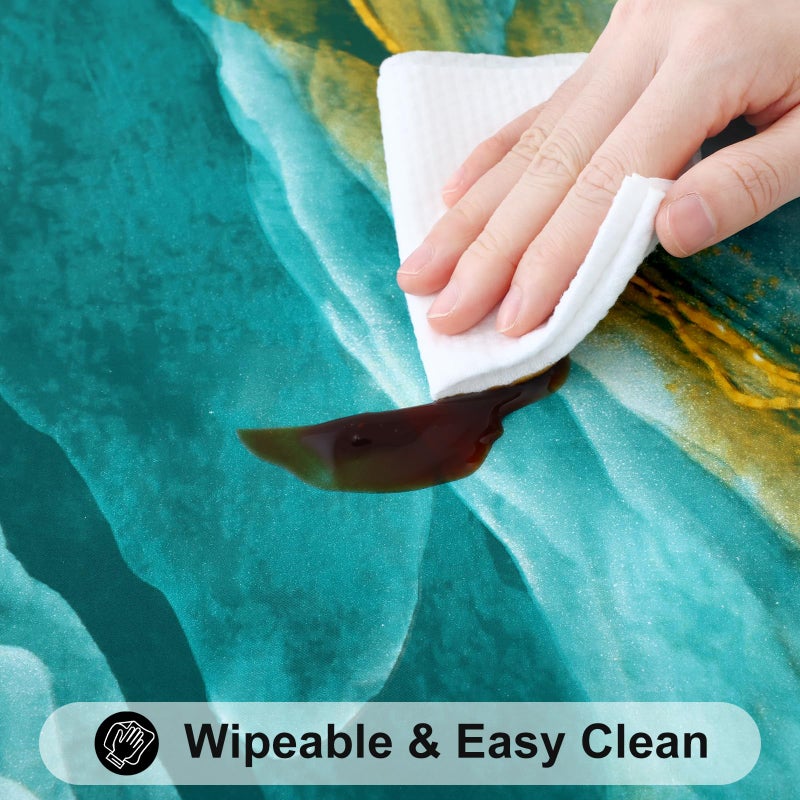 Smiry Rectangle Picnic Tablecloth  Waterproof Elastic Fitted Table Covers For 6 Foot Tables  Wipeable Flannel Backed Vinyl Tablecloths For Camping  Indoor  Outdoor (Ripples  30X72 Inches) - Image 4