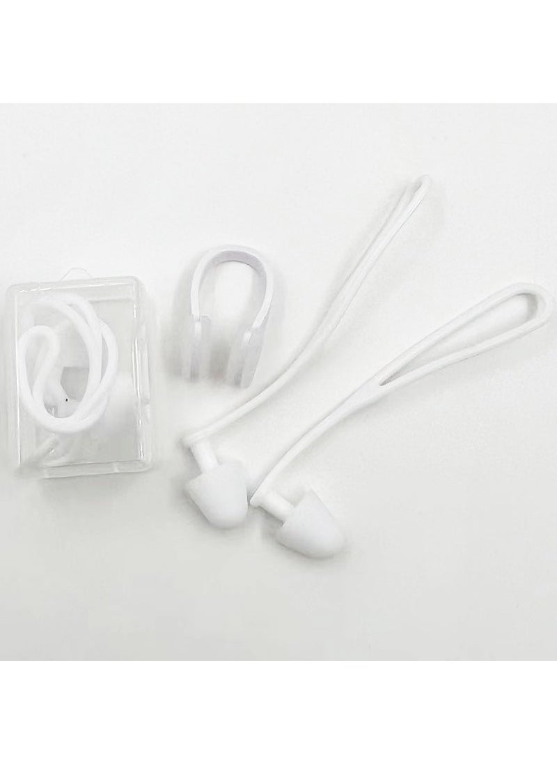 Generic - Silicone Strap Earplugs Anti-Loss Water-Resistant Noise-Canceling White earplugs nose clip set - Image 1