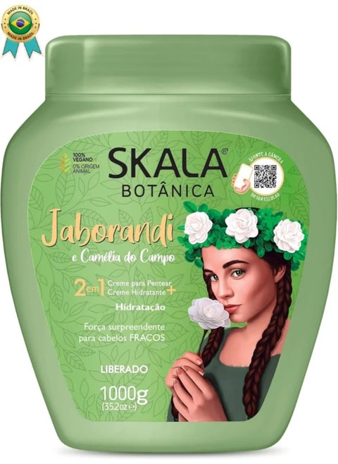 Scala Botanica 2 in 1 Hair Treatment Cream with Jaborandi Extract and Camellia Do Campo 100% Vegetarian Hair Treatment Cream with the ability to moisturize, soften and strengthen hair, prevent loss and nourish hair follicles 1000g pack