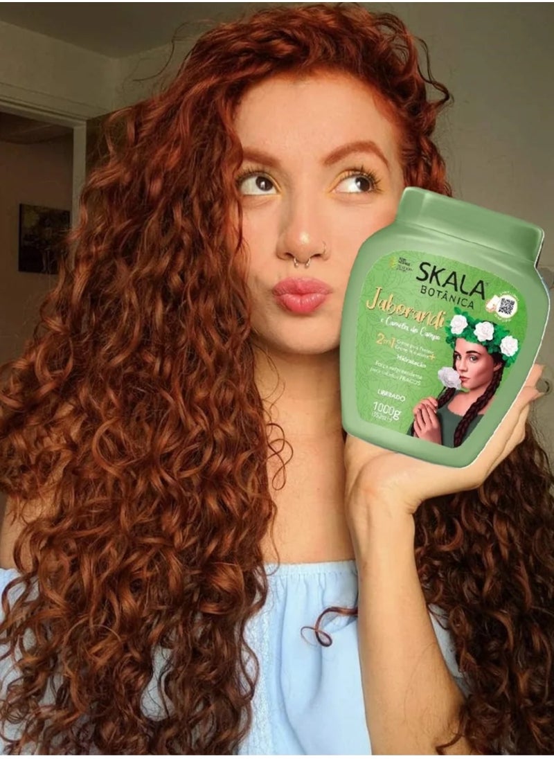 Scala Botanica 2 in 1 Hair Treatment Cream with Jaborandi Extract and Camellia Do Campo 100% Vegetarian Hair Treatment Cream with the ability to moisturize, soften and strengthen hair, prevent loss and nourish hair follicles 1000g pack