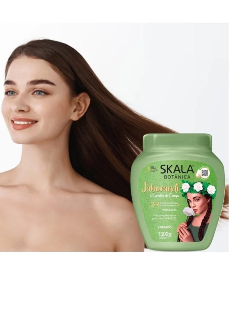 Scala Botanica 2 in 1 Hair Treatment Cream with Jaborandi Extract and Camellia Do Campo 100% Vegetarian Hair Treatment Cream with the ability to moisturize, soften and strengthen hair, prevent loss and nourish hair follicles 1000g pack