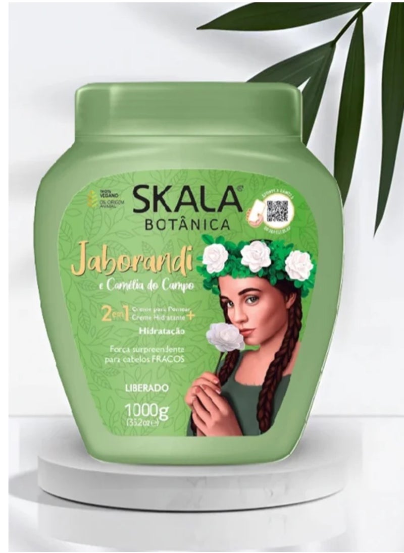 Scala Botanica 2 in 1 Hair Treatment Cream with Jaborandi Extract and Camellia Do Campo 100% Vegetarian Hair Treatment Cream with the ability to moisturize, soften and strengthen hair, prevent loss and nourish hair follicles 1000g pack