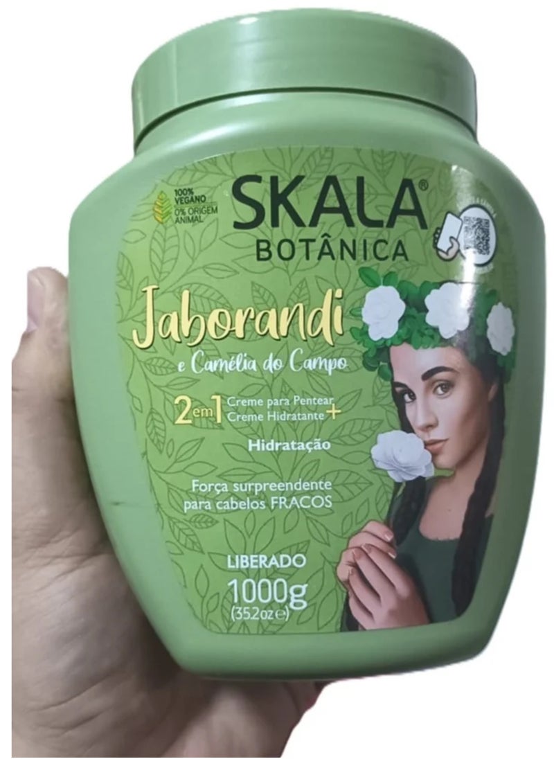 Scala Botanica 2 in 1 Hair Treatment Cream with Jaborandi Extract and Camellia Do Campo 100% Vegetarian Hair Treatment Cream with the ability to moisturize, soften and strengthen hair, prevent loss and nourish hair follicles 1000g pack