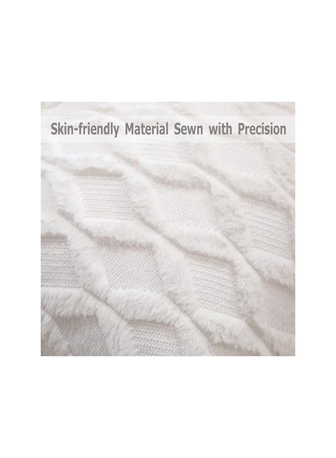 The Bros Faux Wool Throw Pillow Covers, 2 Pack White Decorative Pillow Covers, Soft Cozy Plush Pillowcase Cushion Covers, Fashion Pillow Shell for Sofa, Bedroom, Car, No Pillow Insert (45x45 cm) - Image 3