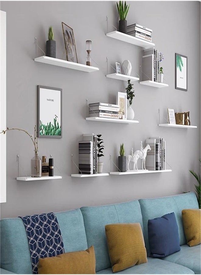 3-Piece Home Decor Shelf Set，Wall-mounted Wood Shelves,Wooden Shelf With Metal Brackets,With Installation Tools, White Shelf