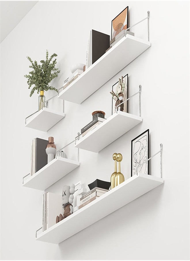 3-Piece Home Decor Shelf Set，Wall-mounted Wood Shelves,Wooden Shelf With Metal Brackets,With Installation Tools, White Shelf