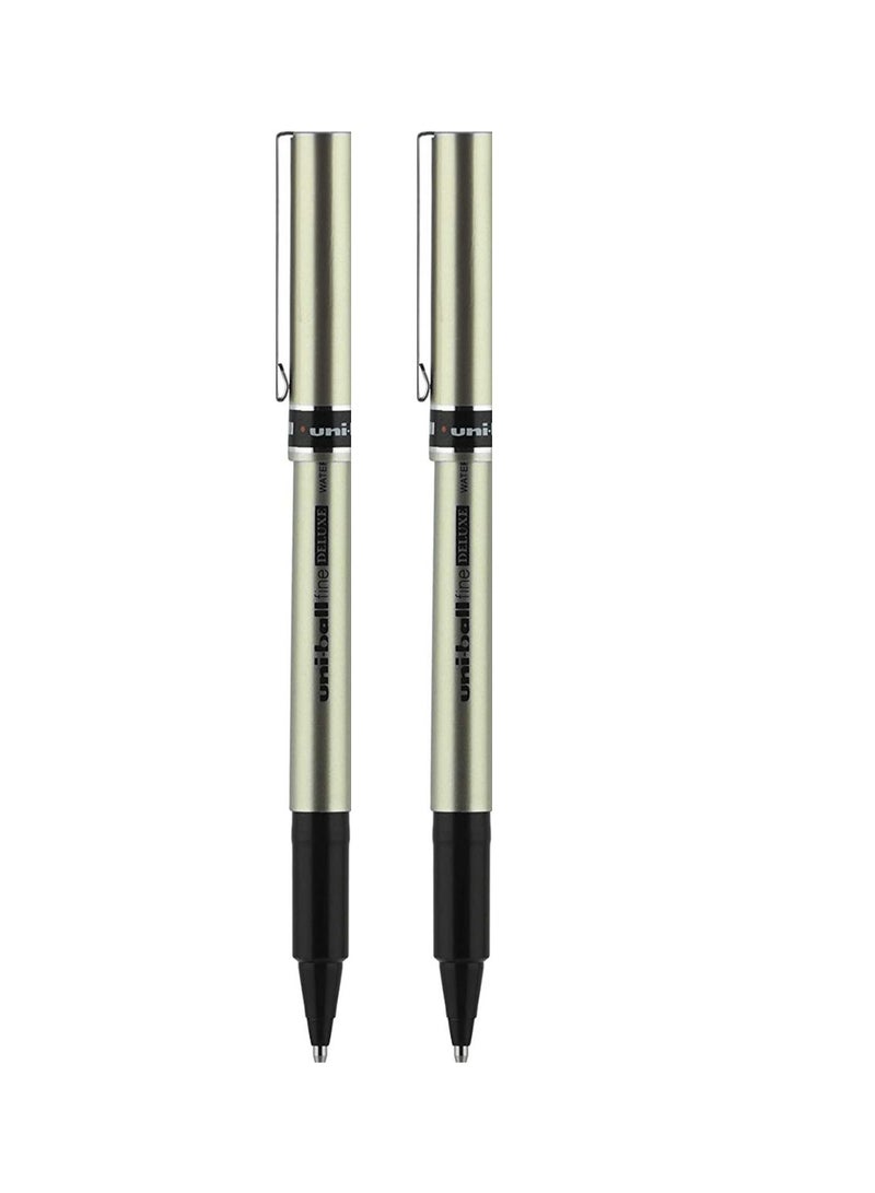 Uniball 2-Piece Fine Deluxe Rollerball Pen Black Ink - Image 1