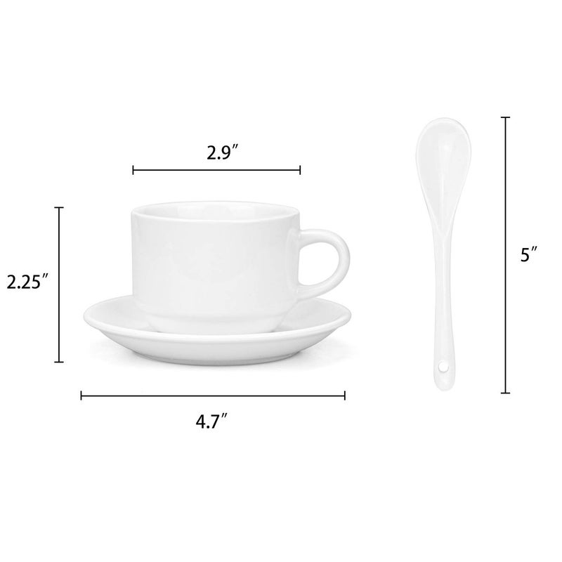 Hedume مجموعة هيدومي من 6 أكواب إسبريسو سعة 5 أونص مع صحون وملاعق، مجموعة أكواب قهوة إسبريسو قابلة للتكديس لمشروبات القهوة المتخصصة، لاتيه، كافيه موكا وشاي - آمنة للغسالة، الميكروويف، الفرن والفريزر - Image 5