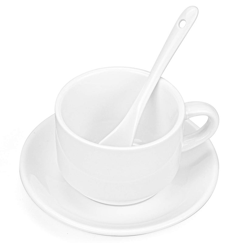 Hedume مجموعة هيدومي من 6 أكواب إسبريسو سعة 5 أونص مع صحون وملاعق، مجموعة أكواب قهوة إسبريسو قابلة للتكديس لمشروبات القهوة المتخصصة، لاتيه، كافيه موكا وشاي - آمنة للغسالة، الميكروويف، الفرن والفريزر - Image 4