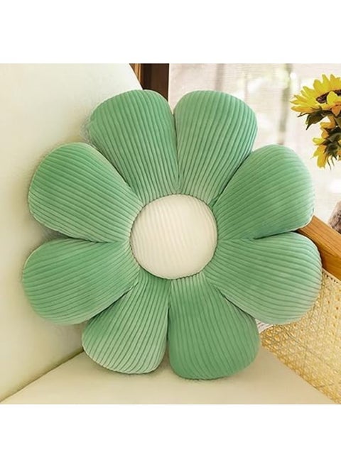 Sweet Daisy Flower Pillow, Flower Shaped Throw Pillow Flower Floor Pillow Soft Seating Cushion Room Decor Plush Pillow for Bedroom, Sofa, Bed, Reading (Green)