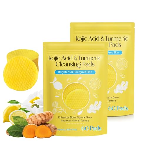 PADAR Turmeric & Kojic Acid Face Cleansing Foaming Pads for Dark Spots, Skin Brightening & Acne Prevention With Vitamin C, For All Skin Types (2 Pack (120 Pads)) - Image 1