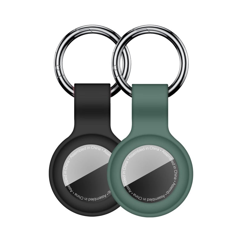 Linsaner 2 Pack Car Key Chain Compatible with Automotive Key Fob AntiLost for Air Tag Holder for Vehicle Keys Silicone Keychains Car Accessories for Men Women BlackDark Green - Image 3