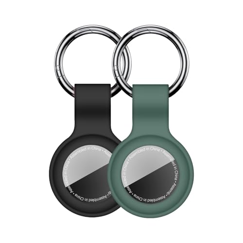 Linsaner 2 Pack Car Key Chain Compatible with Automotive Key Fob AntiLost for Air Tag Holder for Vehicle Keys Silicone Keychains Car Accessories for Men Women BlackDark Green - Image 1