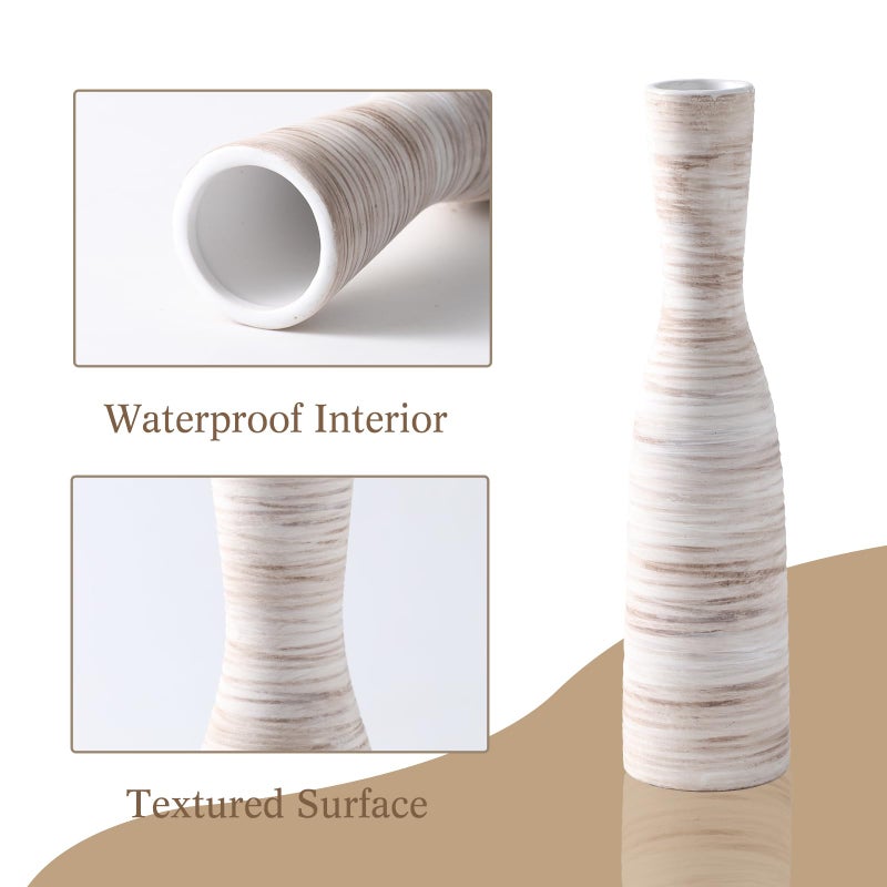 ALMA 13" Tall White Ceramic Vase for Table Centerpiece,Small Flower Vase for Roses,Thin Bowl Vase for Home Decor Living Room, Boho Bathroom,Beachy Room,Coatsal Bedroom,Modern Office Decor - Image 4