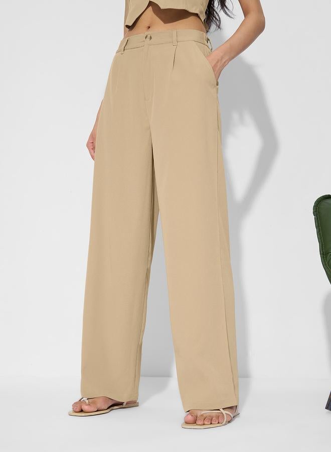 ذا سوليد ستور بنطال بأرجل واسعة وفتحات حزام - Image 1