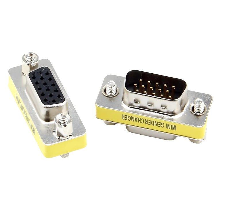 KNEUTRIX VGA SVGA HD15 Female to Male Mini Gender Changer Coupler Adapter (3 Pieces) VGA M/F - Image 1