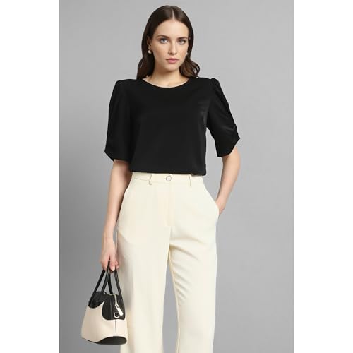 Van Heusen Women's Regular Fit T-Shirt (VWTSURGF918012_Black - Image 4