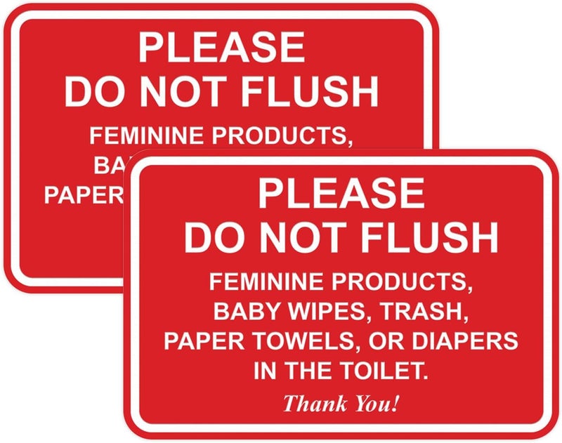 All Quality Classic Framed Please Do Not Flush Thank You Bathroom Etiquette Sign - 6" x 8" (Red) 2 Pack - Image 1
