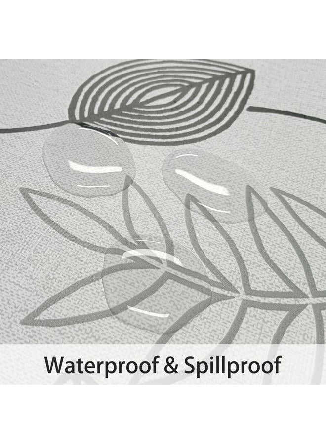 LIBERECOO Round Vinyl Fitted Tablecloth with Flannel Backing Elastic Edge Plastic Table Cover - Leaf Whisper - Waterproof Stain-Resistant Wipeable Tablecloths - Image 4