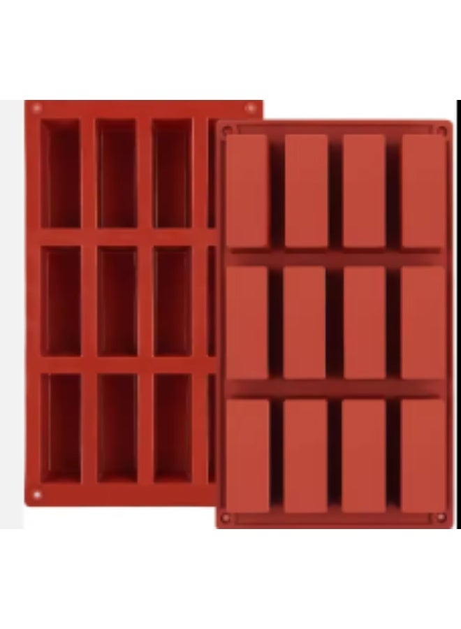 Beram Rectangle Silicone Mold Red, Non Stick, Flexible Bakeware Tray for Brownies, Cakes Bread Loaf Bars Pastries & Desserts Easy to Clean, Oven Microwave Dishwasher Safe – Heat Resistant up to 230°C