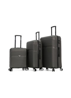 GIORDANO طقم حقائب سفر بعجلات من الجانب الصلب، 3 قطع، رمادي (S-20&quot;،M-24&quot;،L-28&quot;)  - Image 1