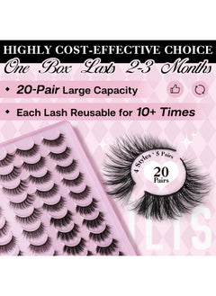 Calailis False Eyelashes Natural Look Fake Lashes 20 Pairs Wispy Fluffy False Lashes Faux Mink Fake Eyelashes Cat Eye Lashes Soft And Reusable Strip Lashes (Cv06)  - Image 3