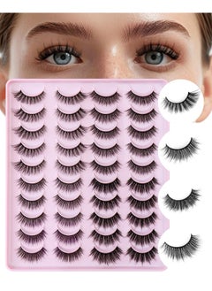 Calailis False Eyelashes Natural Look Fake Lashes 20 Pairs Wispy Fluffy False Lashes Faux Mink Fake Eyelashes Cat Eye Lashes Soft And Reusable Strip Lashes (Cv06)  - Image 1
