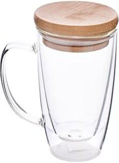 Oxford SSG057 Double Glass Mug with Wooden Lid, 250 ml Capacity