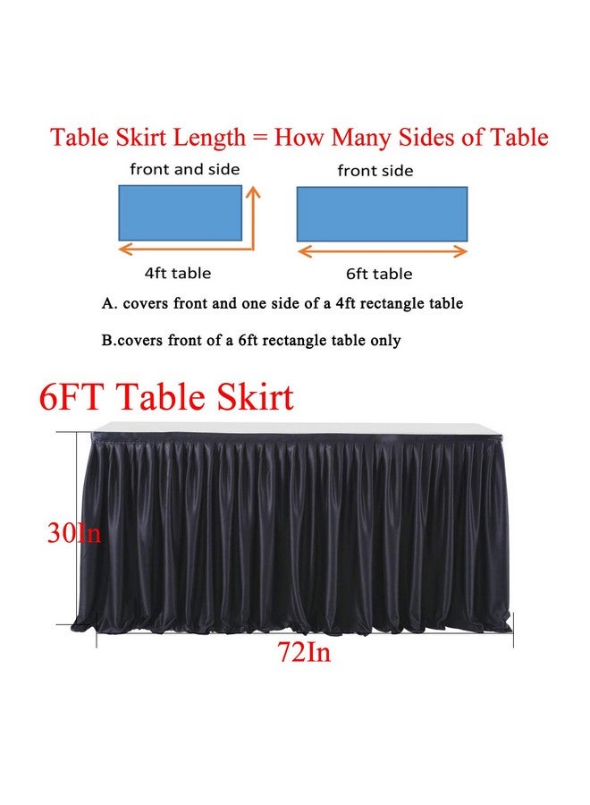 Partisky Black Polyester Table Skirt for Rectangle Tables 6ft, Wrinkle Resistant Pleated Ruffle Table Cloth for Banquet Wedding Trade Baby Shower Display Gift Dining Table - Image 5