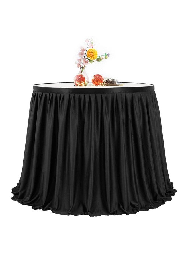 Partisky Black Polyester Table Skirt for Rectangle Tables 6ft, Wrinkle Resistant Pleated Ruffle Table Cloth for Banquet Wedding Trade Baby Shower Display Gift Dining Table - Image 2