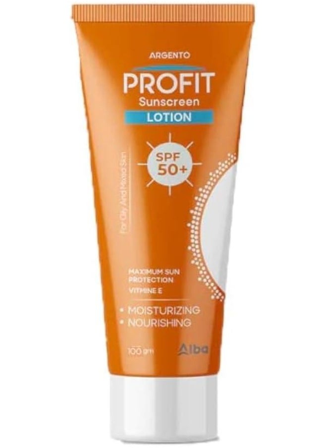 ARGENTO Argento Profit Moisturizing & Nourishing Non-Greasy Face & Body Sunscreen with Vitamin E for Oily & Mixed Skin SPF50+ - non comedogenic  - Image 1