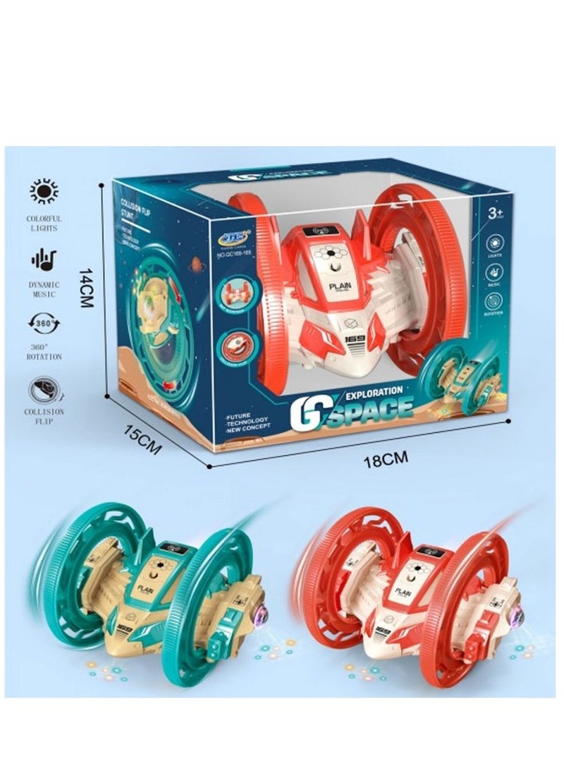 Rally Spaceship Shape Racing Car 360 Degree Rotation Flips with LED Lights and Fun Sounds for Kids Multicolor  - Image 1