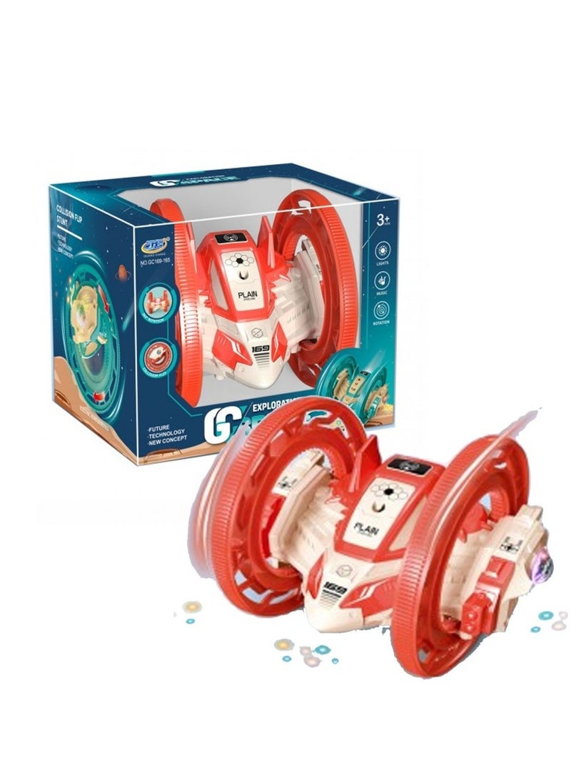 Rally Spaceship Shape Racing Car 360 Degree Rotation Flips with LED Lights and Fun Sounds for Kids Multicolor  - Image 2