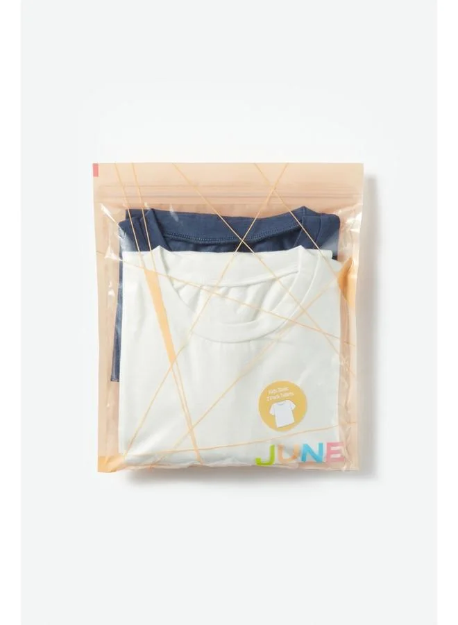 جون June Kids Short Sleeve 2-Pack Plain Tshirt Ecre - Indıgo