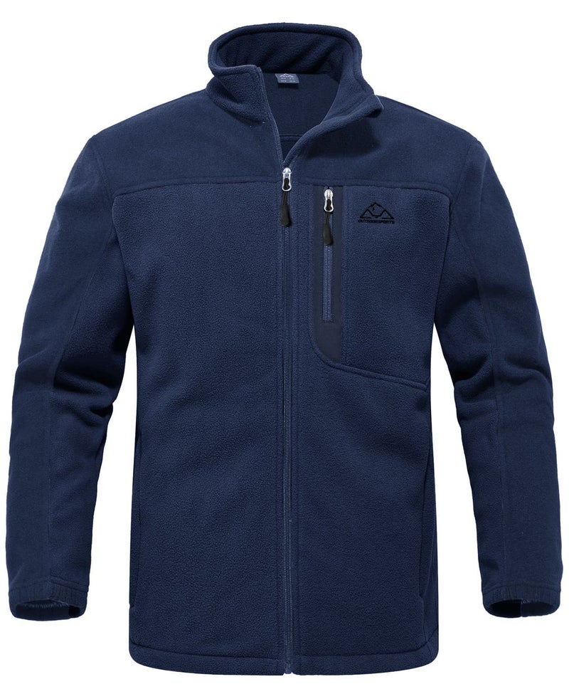 Rdruko Mens Fleece Jackets Full Zip Lightweight Outdoor Hiking Jackets Winter CoatsFull Navy US 4XL