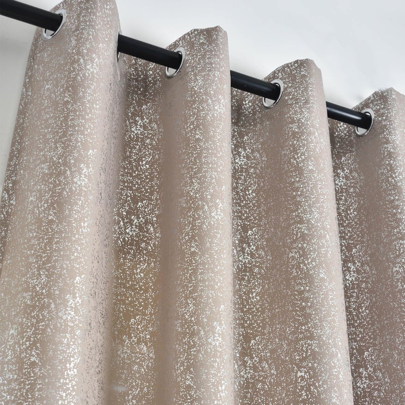 TERLYTEX Silver Taupe Curtains 84 Inches Long for Living Room, Metallic Silver Foil Spray Spots Light Filtering Window Curtain Panels, Grommet Privacy Semi-Sheer Curtains, 52 x 84 Inch, 2 Panels - Image 3