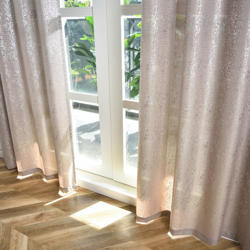 TERLYTEX Silver Taupe Curtains 84 Inches Long for Living Room, Metallic Silver Foil Spray Spots Light Filtering Window Curtain Panels, Grommet Privacy Semi-Sheer Curtains, 52 x 84 Inch, 2 Panels - Image 4