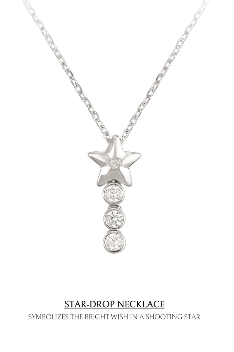 AWNL Star-drop Necklace for Women – Pendant with White Zirconia Gemstone and Sterling Silver, Middle East Exclusive Collection - Image 4
