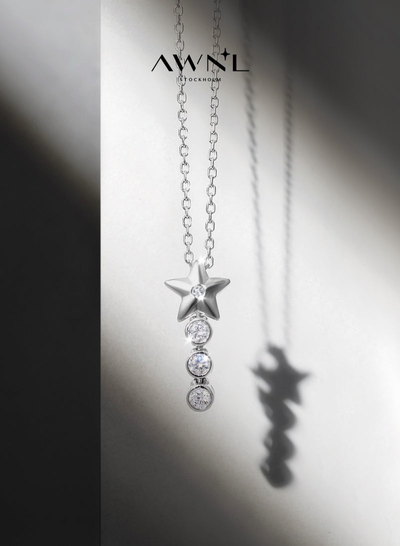 AWNL Star-drop Necklace for Women – Pendant with White Zirconia Gemstone and Sterling Silver, Middle East Exclusive Collection - Image 1