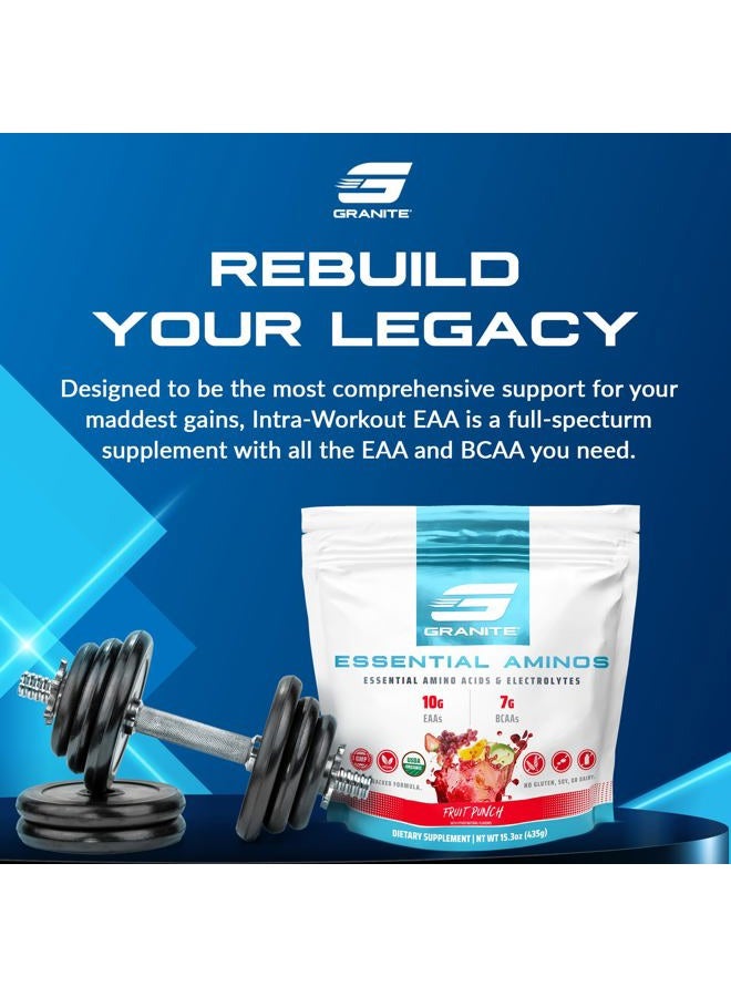 Granite Supplements Granite Essential Amino Acids Powder for Muscle Recovery and Growth with 10g EAAs and 7g BCAAs - Soy-Free, Gluten-Free, 448g (30 Servings), Fruit Punch Flavor - Image 2