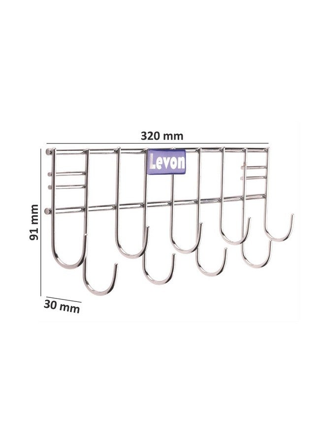 LEVON Stainless Steel Laddle Hook Rail | 9 Hooks Laddle Cradle for Kitchen | Multi-Level Hook Rail - Image 3