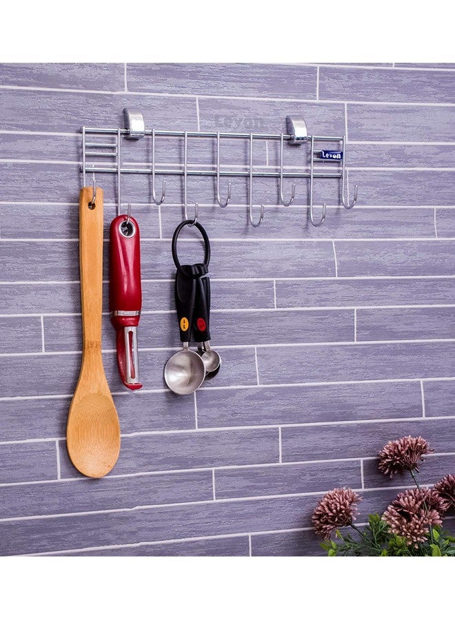LEVON Stainless Steel Laddle Hook Rail | 9 Hooks Laddle Cradle for Kitchen | Multi-Level Hook Rail - Image 1