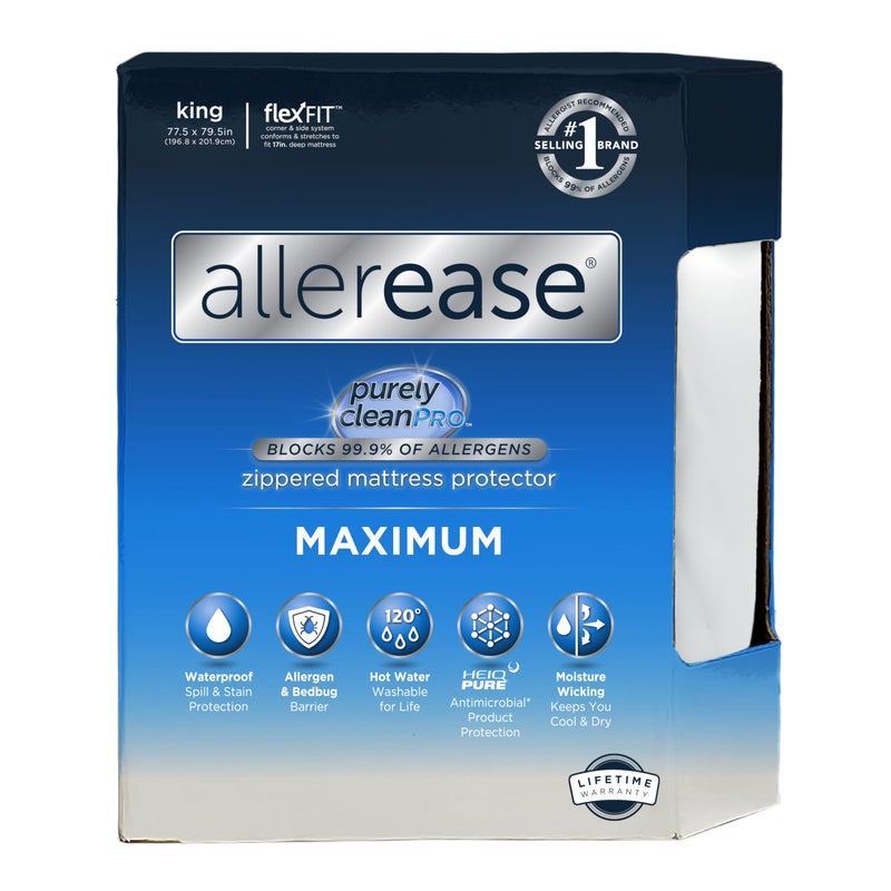 Aller-Ease AllerEase Waterproof Mattress Protector, Maximum Allergy Mattress Protector, King Mattress Cover - Image 1