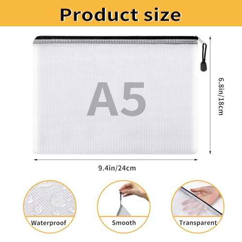 EOOUT 36pcs Pencil Pouch, Mesh Zipper Pouch Zipper Bags, 6x9 Inches Large Storage Bags for Organizing, 12 Colors Puzzle Bag Zipper File Bags for Office Supplies - Image 2