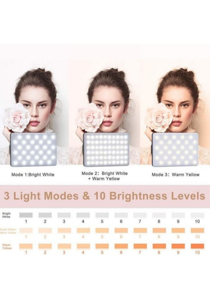 60 LED High Power Rechargeable Clip Fill Video Light with Front & Back Clip, Adjusted 3 Light Modes for Phone, iPhone, Android, iPad, Laptop, for Makeup, TikTok, Selfie, Vlog, Video Conference  - Image 3