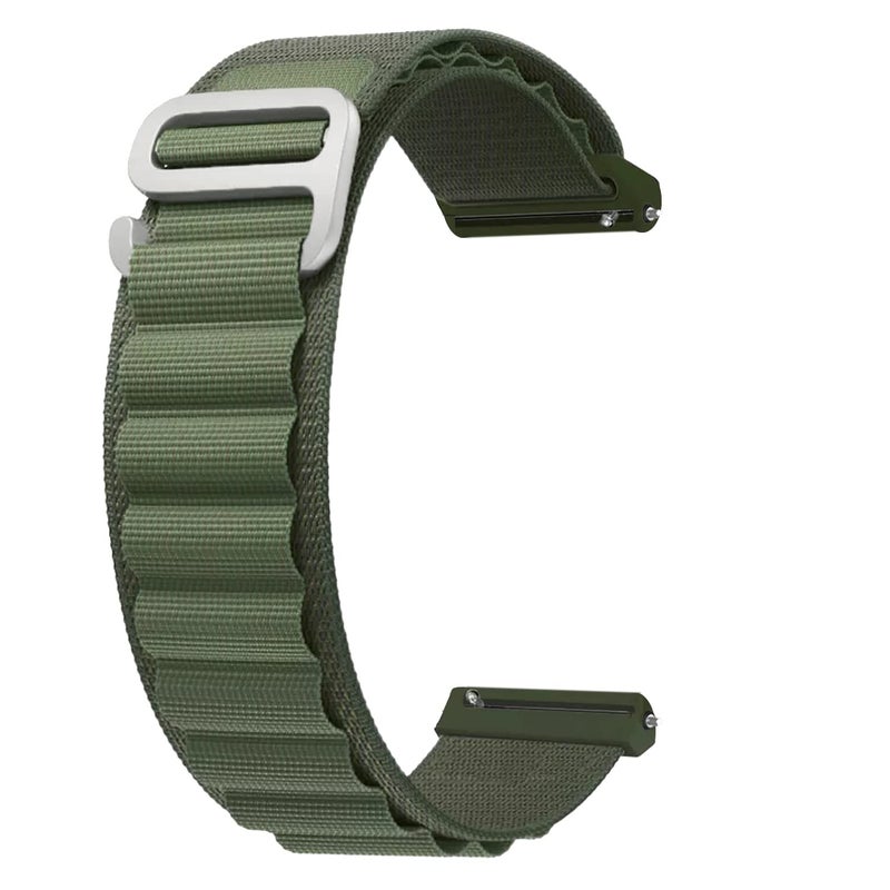 ACM Watch Strap Nylon Loop 22mm compatible with Noise Noisefit Halo Smartwatch Sports Hook Band Green - Image 5