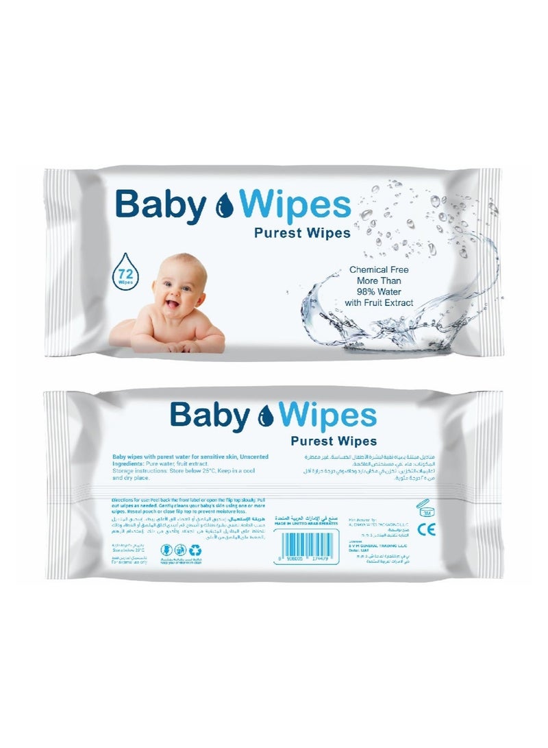 Pixie مناديل مبللة للأطفال، أنقى مناديل مبللة، 72 قطعة، عبوة من 3 قطع - Image 2